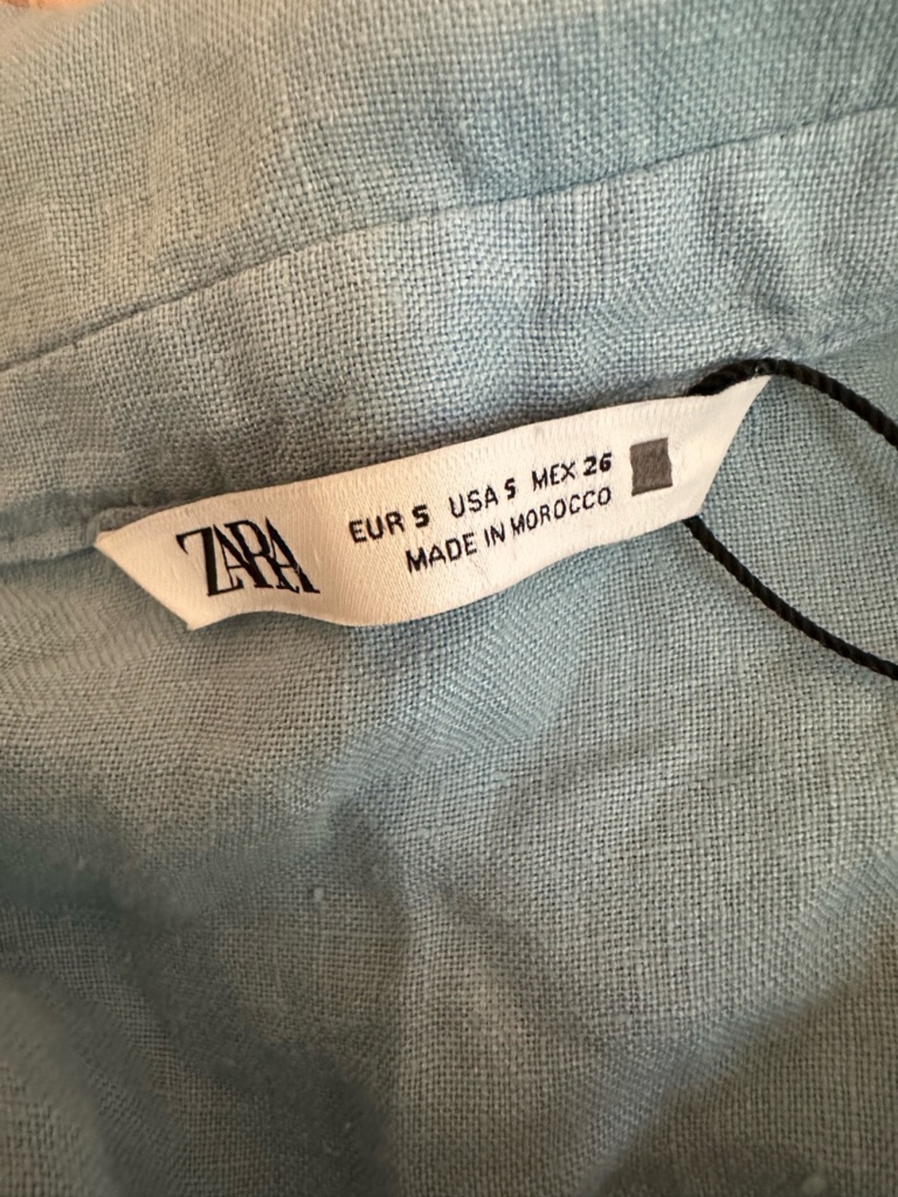 Zara Soft Blue Linen oversized crop Top - Picture 2 of 5